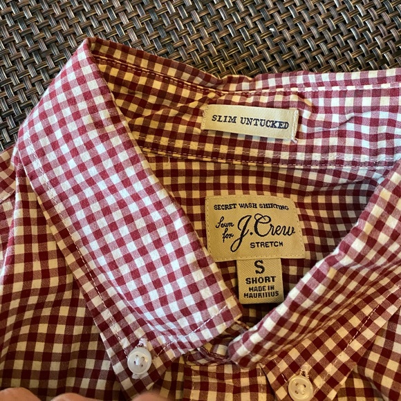 Men’s J. Crew slim untucked Oxford button down shirt, size small, red gingham - Picture 2 of 5